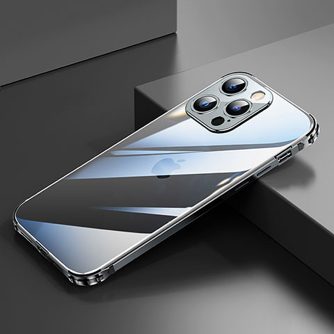 Custodia Lusso Alluminio Laterale Cover A06 per Apple iPhone 13 Pro Max Nero