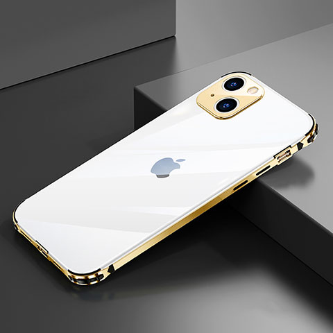 Custodia Lusso Alluminio Laterale Cover A06 per Apple iPhone 14 Oro