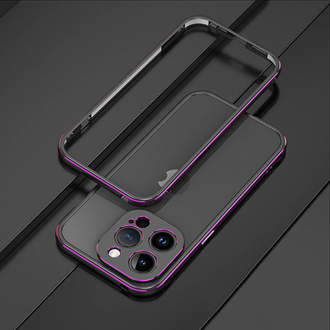 Custodia Lusso Alluminio Laterale Cover JZ1 per Apple iPhone 13 Pro Viola