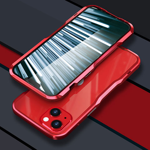Custodia Lusso Alluminio Laterale Cover LF1 per Apple iPhone 14 Plus Rosso