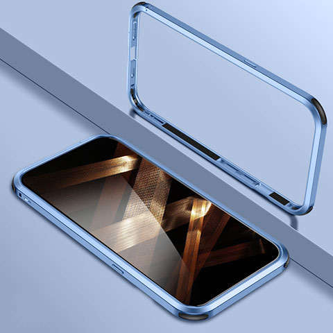 Custodia Lusso Alluminio Laterale Cover LO1 per Apple iPhone 14 Pro Max Blu