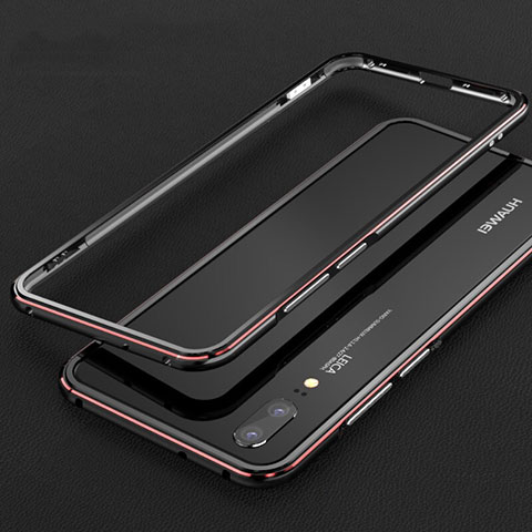Custodia Lusso Alluminio Laterale Cover M01 per Huawei P20 Rosso e Nero