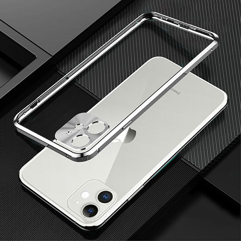 Custodia Lusso Alluminio Laterale Cover N01 per Apple iPhone 12 Argento