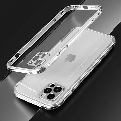 Custodia Lusso Alluminio Laterale Cover N01 per Apple iPhone 12 Pro Argento