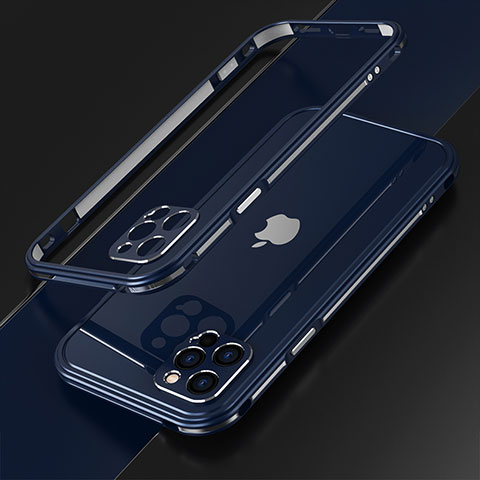 Custodia Lusso Alluminio Laterale Cover N01 per Apple iPhone 12 Pro Max Blu