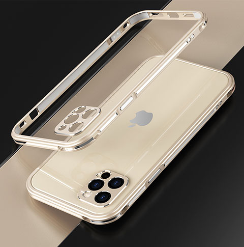 Custodia Lusso Alluminio Laterale Cover N01 per Apple iPhone 12 Pro Max Oro