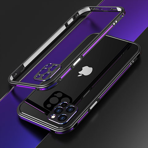 Custodia Lusso Alluminio Laterale Cover N01 per Apple iPhone 12 Pro Max Viola