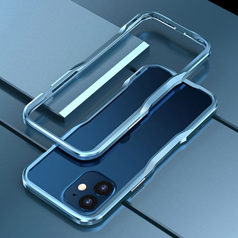 Custodia Lusso Alluminio Laterale Cover N02 per Apple iPhone 12 Mini Blu