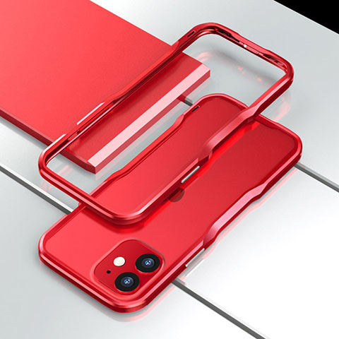 Custodia Lusso Alluminio Laterale Cover N02 per Apple iPhone 12 Mini Rosso