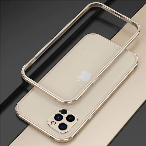 Custodia Lusso Alluminio Laterale Cover N02 per Apple iPhone 12 Pro Max Oro