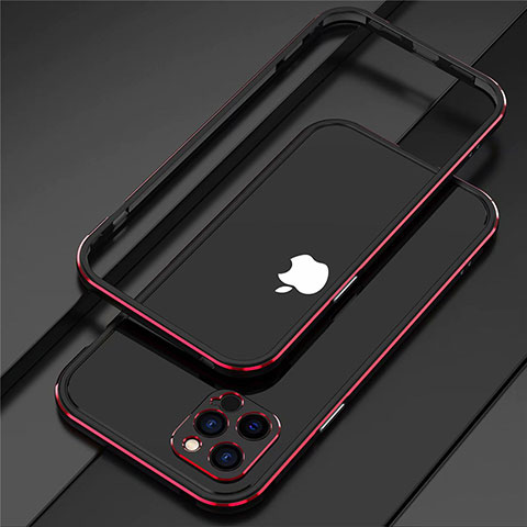 Custodia Lusso Alluminio Laterale Cover N02 per Apple iPhone 12 Pro Rosso e Nero