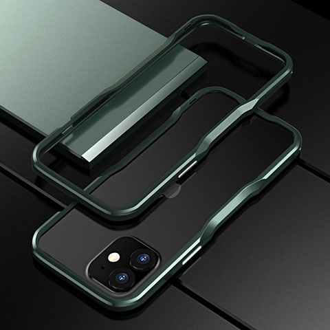 Custodia Lusso Alluminio Laterale Cover N02 per Apple iPhone 12 Verde Notte