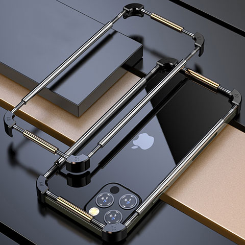 Custodia Lusso Alluminio Laterale Cover N03 per Apple iPhone 12 Pro Oro