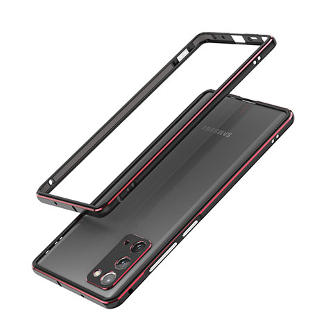 Custodia Lusso Alluminio Laterale Cover N03 per Samsung Galaxy Note 20 5G Rosso e Nero