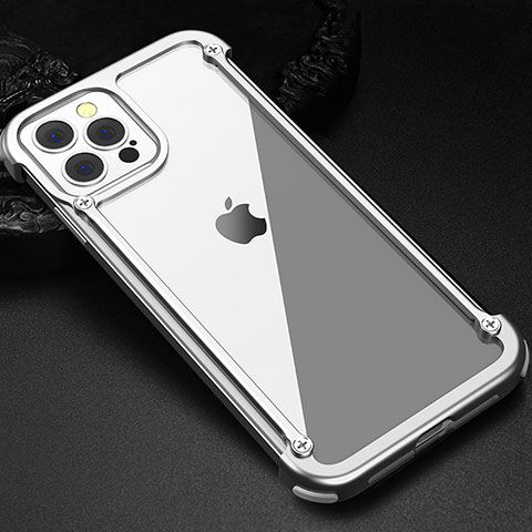 Custodia Lusso Alluminio Laterale Cover N04 per Apple iPhone 12 Pro Max Argento
