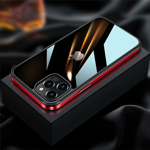 Custodia Lusso Alluminio Laterale Cover per Apple iPhone 12 Pro Rosso