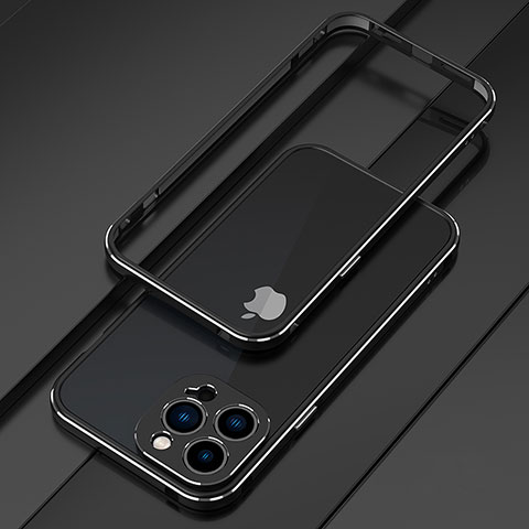 Custodia Lusso Alluminio Laterale Cover per Apple iPhone 13 Pro Argento e Nero