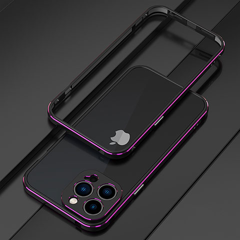 Custodia Lusso Alluminio Laterale Cover per Apple iPhone 13 Pro Max Viola