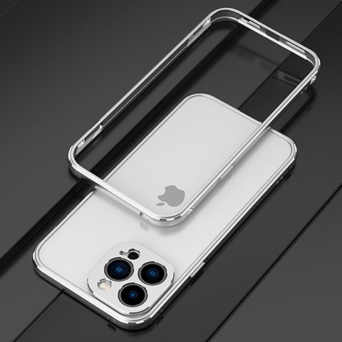 Custodia Lusso Alluminio Laterale Cover per Apple iPhone 14 Pro Max Argento