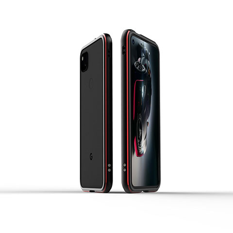 Custodia Lusso Alluminio Laterale Cover per Google Pixel 4a Rosso e Nero