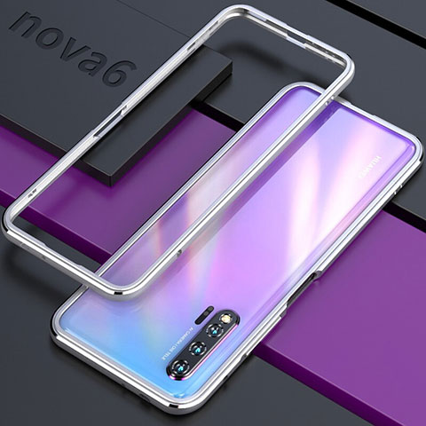 Custodia Lusso Alluminio Laterale Cover per Huawei Nova 6 Argento