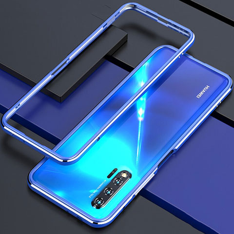 Custodia Lusso Alluminio Laterale Cover per Huawei Nova 6 Blu