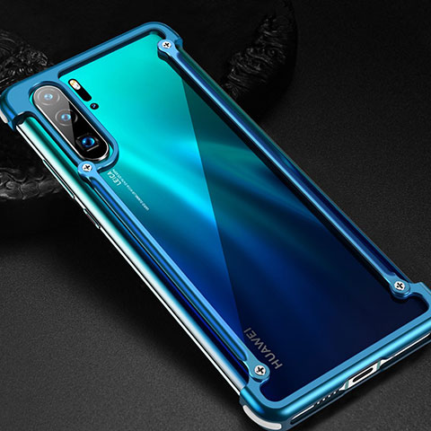 Custodia Lusso Alluminio Laterale Cover per Huawei P30 Pro Blu