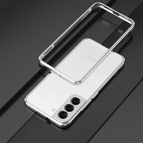 Custodia Lusso Alluminio Laterale Cover per Samsung Galaxy S21 FE 5G Argento