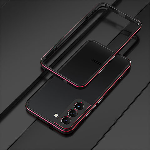 Custodia Lusso Alluminio Laterale Cover per Samsung Galaxy S22 5G Rosso e Nero