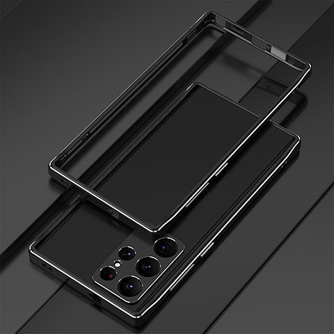 Custodia Lusso Alluminio Laterale Cover per Samsung Galaxy S22 Ultra 5G Nero