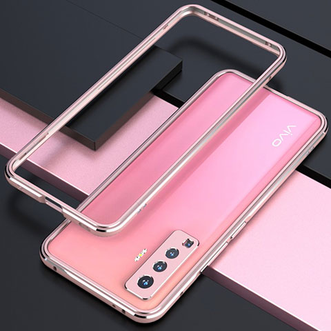 Custodia Lusso Alluminio Laterale Cover per Vivo X50 5G Rosa