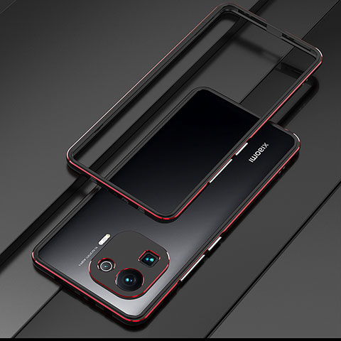Custodia Lusso Alluminio Laterale Cover per Xiaomi Mi 11 Pro 5G Rosso e Nero
