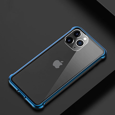 Custodia Lusso Alluminio Laterale Cover T01 per Apple iPhone 11 Pro Max Blu