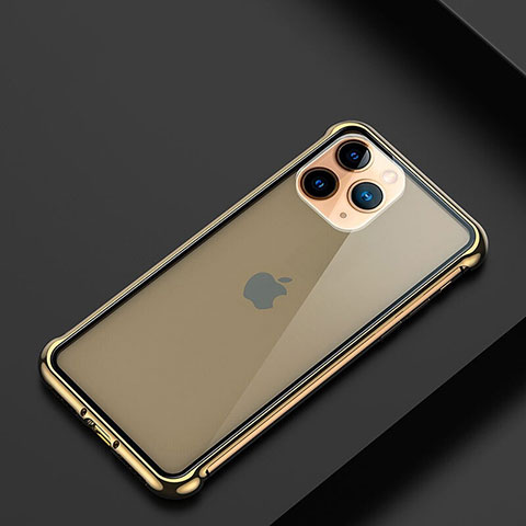 Custodia Lusso Alluminio Laterale Cover T01 per Apple iPhone 11 Pro Oro