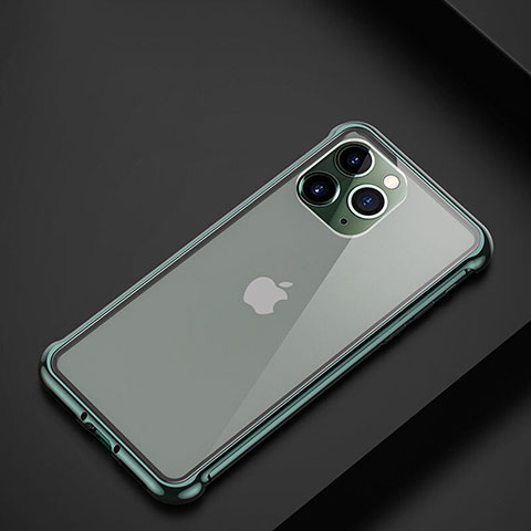 Custodia Lusso Alluminio Laterale Cover T01 per Apple iPhone 11 Pro Verde