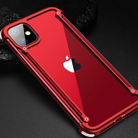 Custodia Lusso Alluminio Laterale Cover T01 per Apple iPhone 11 Rosso