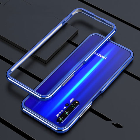 Custodia Lusso Alluminio Laterale Cover T01 per Huawei Honor 20 Blu