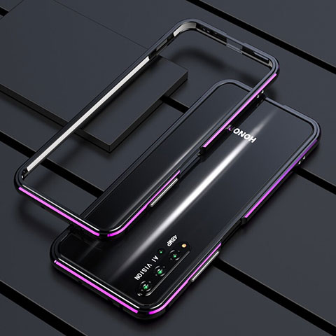 Custodia Lusso Alluminio Laterale Cover T01 per Huawei Honor 20 Viola