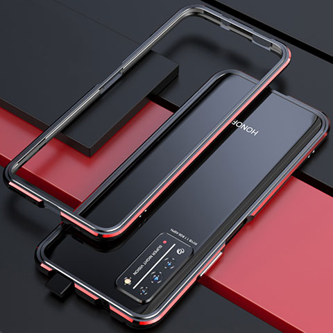 Custodia Lusso Alluminio Laterale Cover T01 per Huawei Honor X10 5G Rosso e Nero
