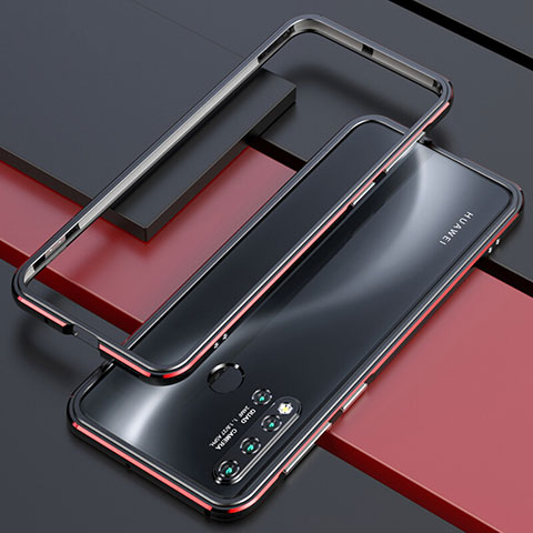 Custodia Lusso Alluminio Laterale Cover T01 per Huawei P20 Lite (2019) Rosso e Nero