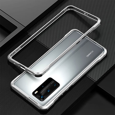 Custodia Lusso Alluminio Laterale Cover T01 per Huawei P40 Pro Argento