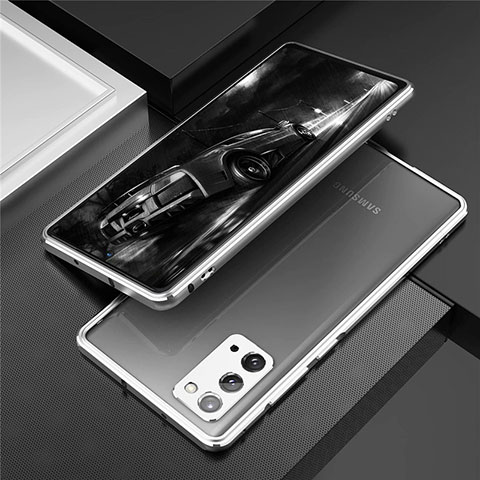 Custodia Lusso Alluminio Laterale Cover T01 per Samsung Galaxy Note 20 5G Argento