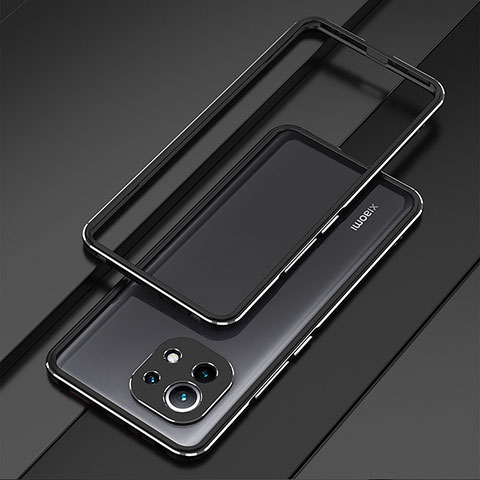 Custodia Lusso Alluminio Laterale Cover T01 per Xiaomi Mi 11 Lite 4G Nero