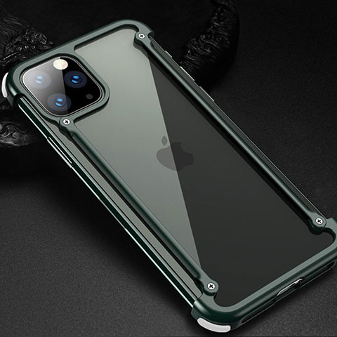 Custodia Lusso Alluminio Laterale Cover T02 per Apple iPhone 11 Pro Verde