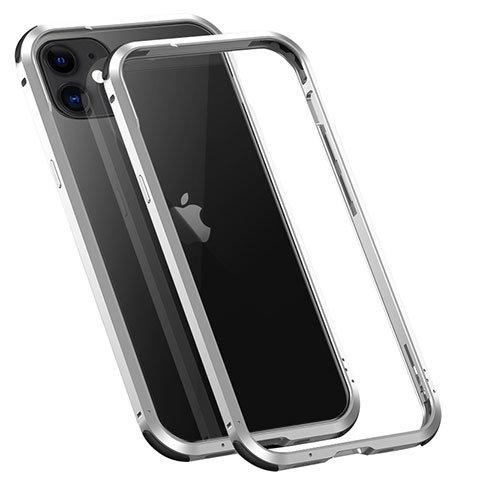 Custodia Lusso Alluminio Laterale Cover T02 per Apple iPhone 12 Argento