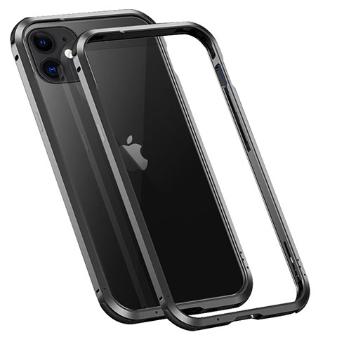 Custodia Lusso Alluminio Laterale Cover T02 per Apple iPhone 12 Mini Nero