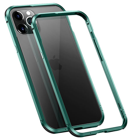 Custodia Lusso Alluminio Laterale Cover T02 per Apple iPhone 12 Pro Max Verde