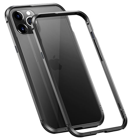 Custodia Lusso Alluminio Laterale Cover T02 per Apple iPhone 12 Pro Nero