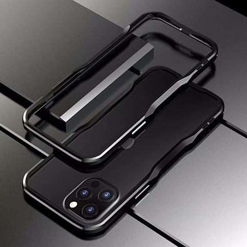 Custodia Lusso Alluminio Laterale Cover T03 per Apple iPhone 12 Pro Max Nero