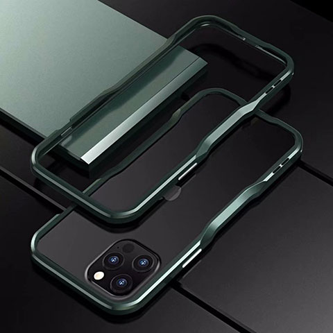 Custodia Lusso Alluminio Laterale Cover T03 per Apple iPhone 12 Pro Max Verde Notte